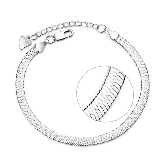 NEW S925 Flat Double Layer Snake Chain Bracelet - Picture 2 of 10